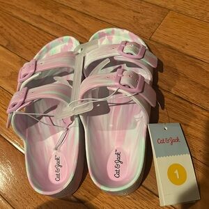 Cat & Jack Noa Slip on Sandals Girls 1 - cotton candy Mermaid Unicorn NWT